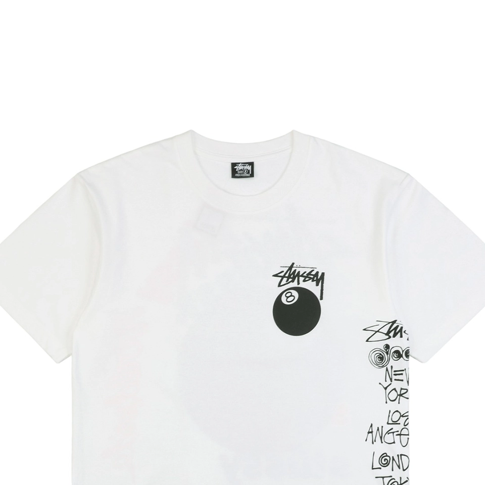 Stussy 8-Ball Skull Graffiti Print T-shirt White