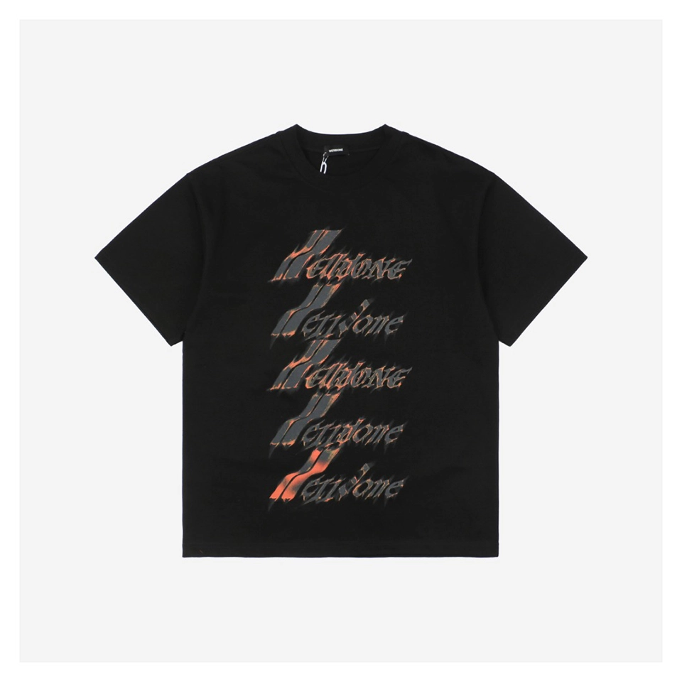We11done Flame Barrage Print T-shirt Black