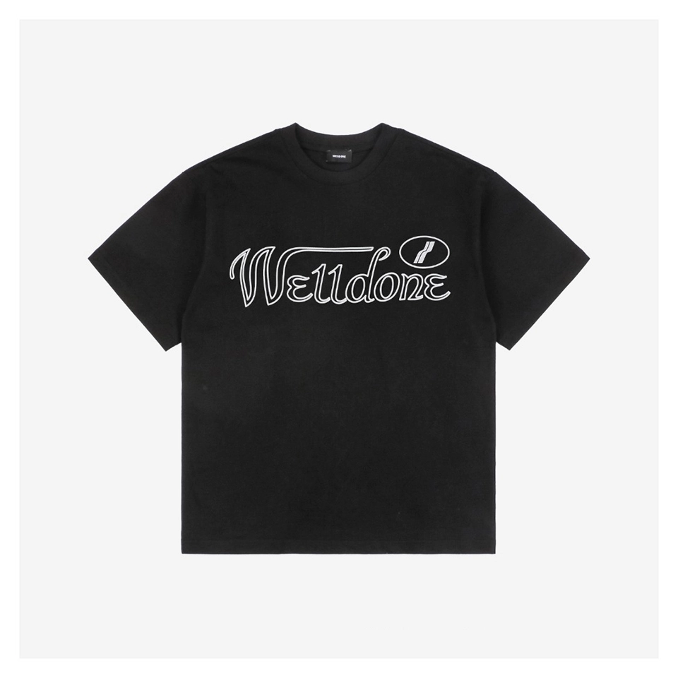 We11done Oversized WE Logo Print T-shirt Black
