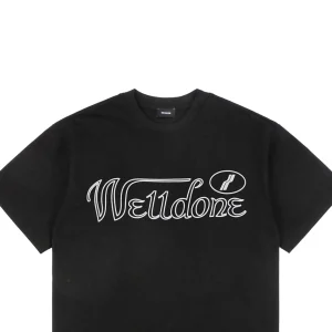We11done Oversized WE Logo Print T-shirt Black