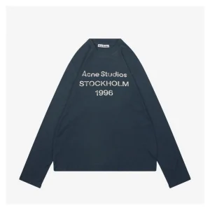 Acne Studios 1996 Distressed Logo Shirt Navy