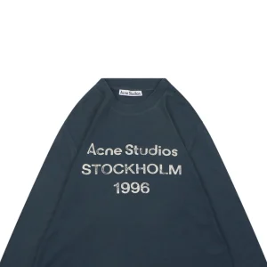 Acne Studios 1996 Distressed Logo Shirt Navy