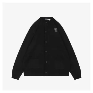 Acne Studios Bow Logo Embroidered Knit Cardigan