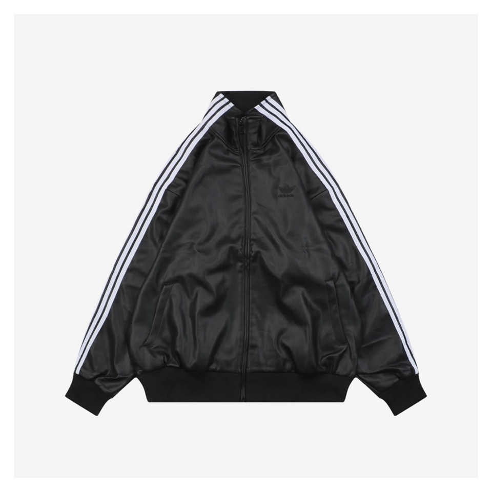 Adidas Black Label Trefoil Faux Leather Jacket