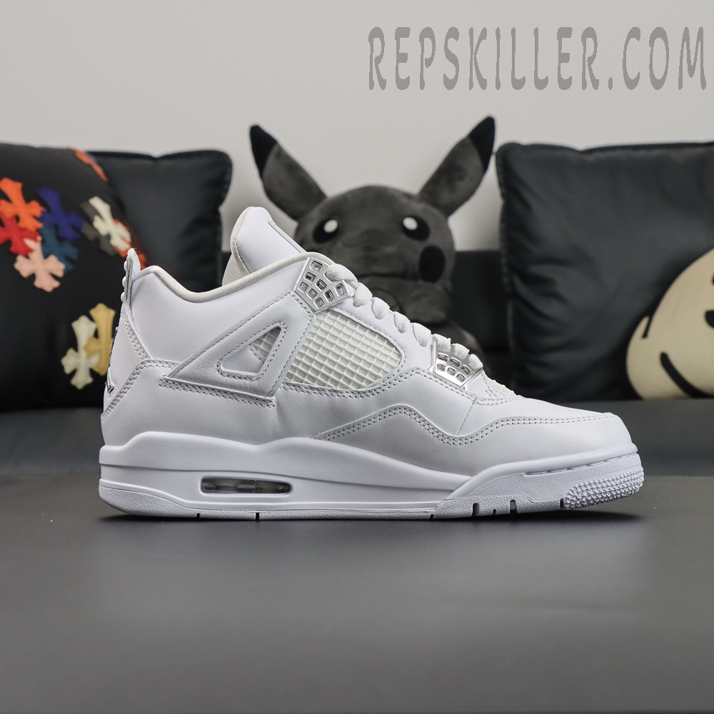Air Jordan 4 Retro 'Pure Money' 2017 top-down view showing lacing and mesh panels