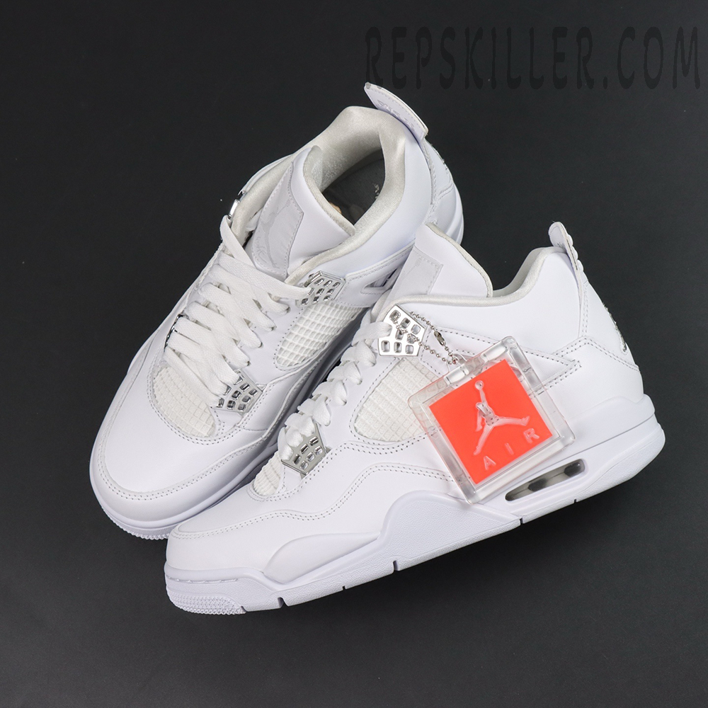 Air Jordan 4 Retro 'Pure Money' 2017 top-down view showing lacing and mesh panels