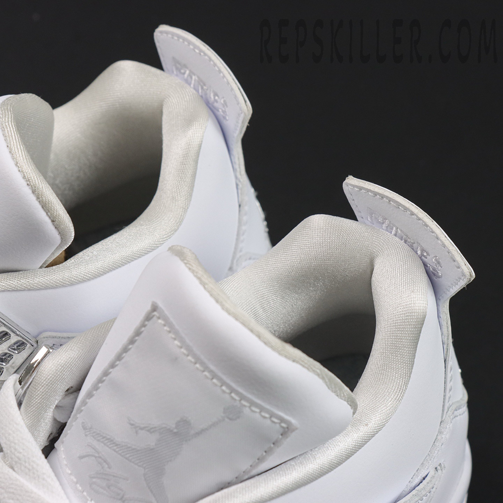 Air Jordan 4 Retro 'Pure Money' 2017 tongue back tabs with stitched 'Pure$' branding