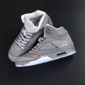 Air Jordan 5 Retro ‘Wolf Grey’ 2026 diagonal top-down view showing both shoes