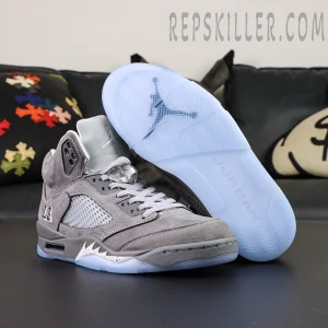 Air Jordan 5 Retro ‘Wolf Grey’ 2026 outsole view with translucent icy blue sole