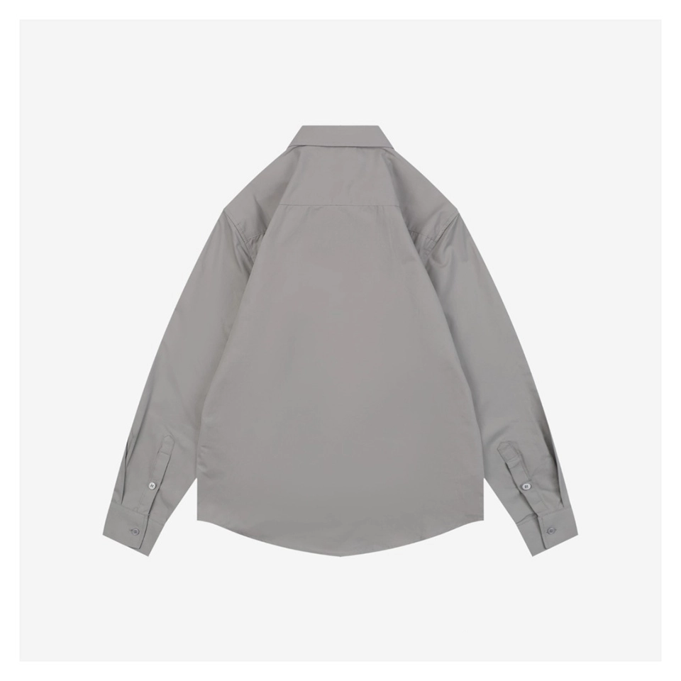 Ami Tonal Heart Embroidery Shirt Grey