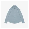 Ami Tonal Heart Embroidery Shirt (Blue/Grey/White)