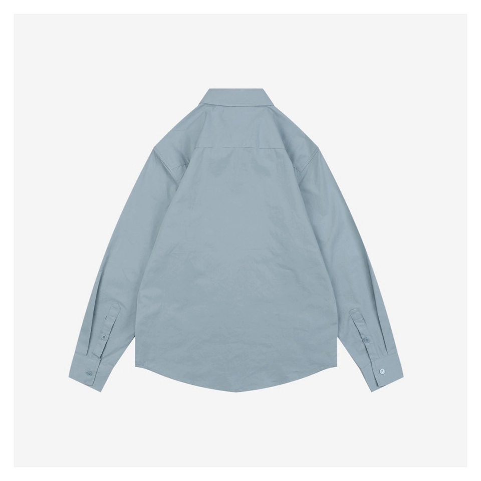 Ami Tonal Heart Embroidery Shirt Blue