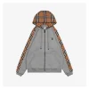 BBry BT Embroidery Plaid Panel Zip Hoodie (Grey/Black)