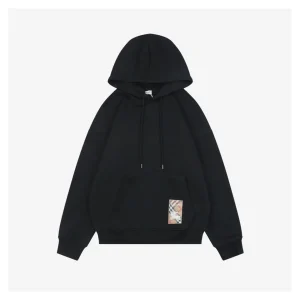 BBry Check Label Patch Hoodie Black