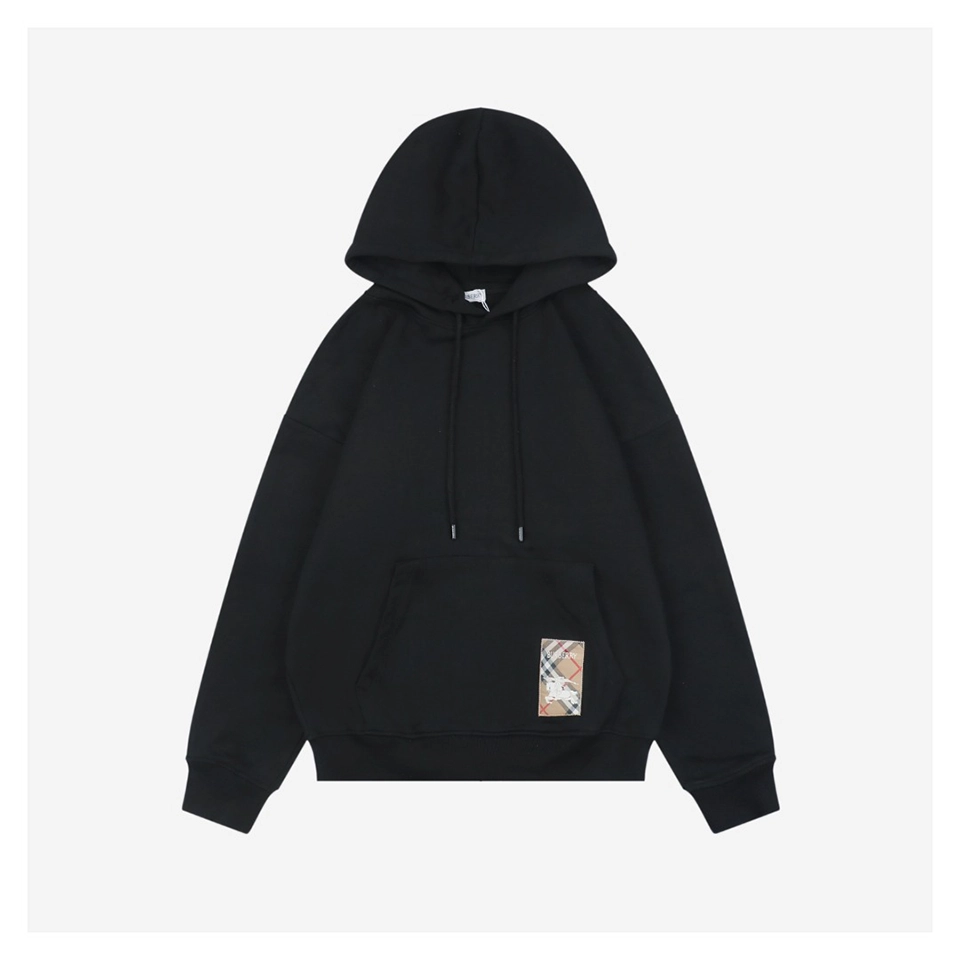 BBry Check Label Patch Hoodie Black