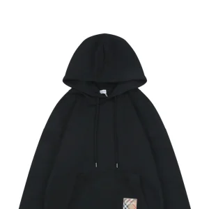 BBry Check Label Patch Hoodie Black