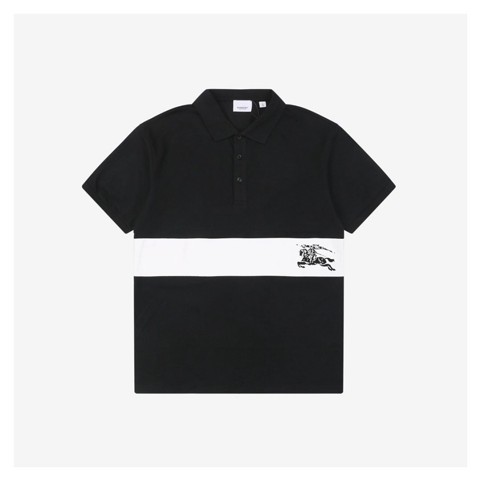BBry Equestrian Knight Stripe Polo T-shirt Black