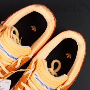 Interior view revealing padded collars and black insoles with the adidas Trefoil logo on the Bad Bunny x Gazelle Indoor ‘Santurce’.