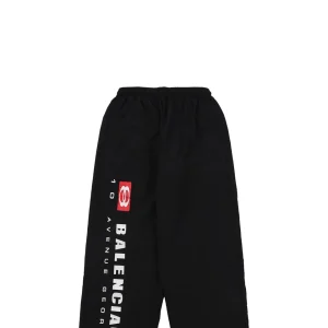 Balenciaga Side Red Double-Ring Logo Print Pants