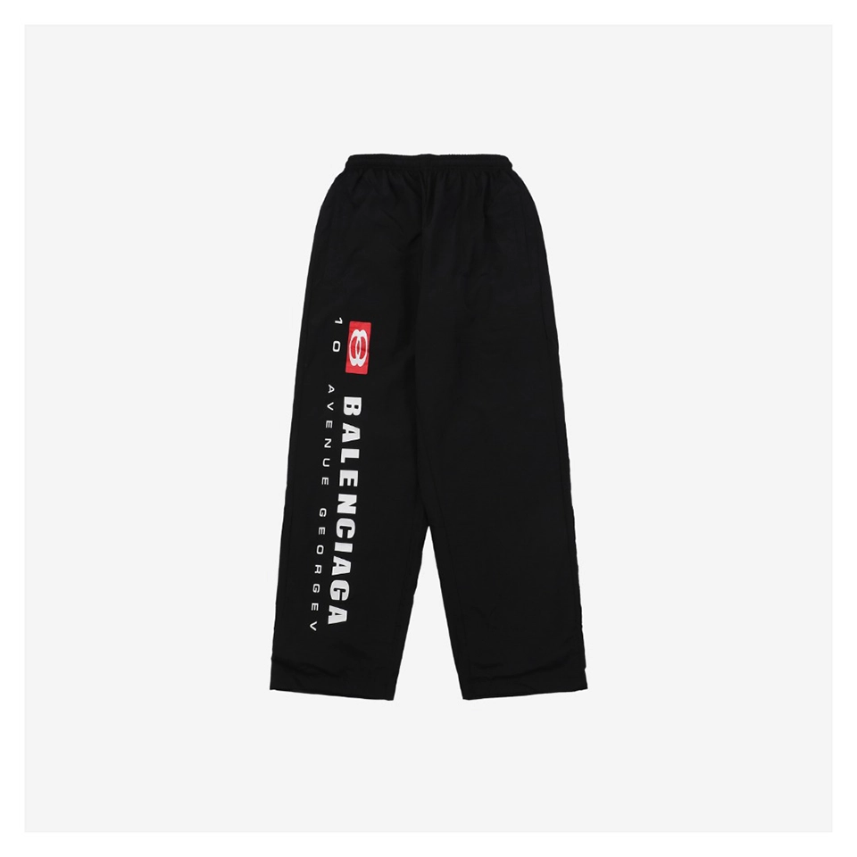 Balenciaga Side Red Double-Ring Logo Print Pants