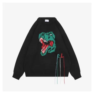 Charil Lucian Dinosaur Jacquard Knit Sweater
