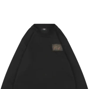 F Chest Patch Black Crewneck Sweatshirt
