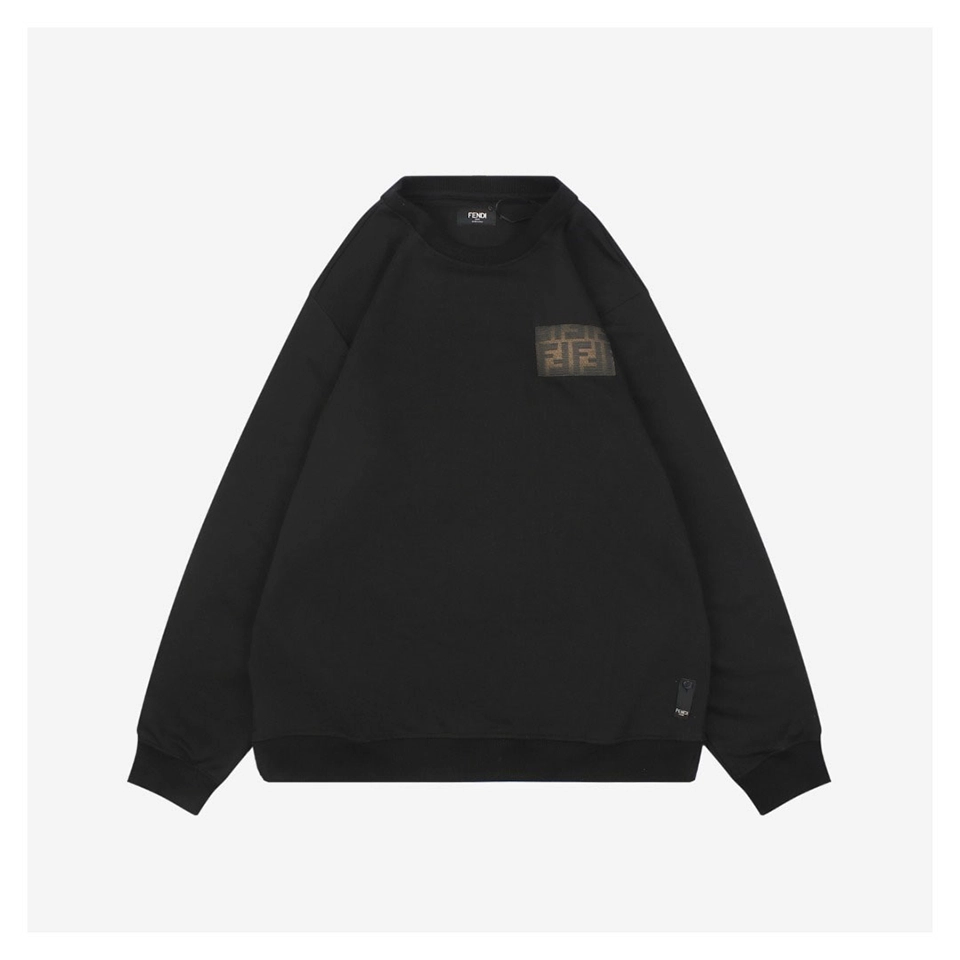 F Chest Patch Black Crewneck Sweatshirt