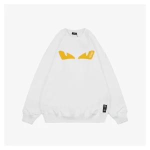 F Monster Eyes Crewneck Sweatshirt White