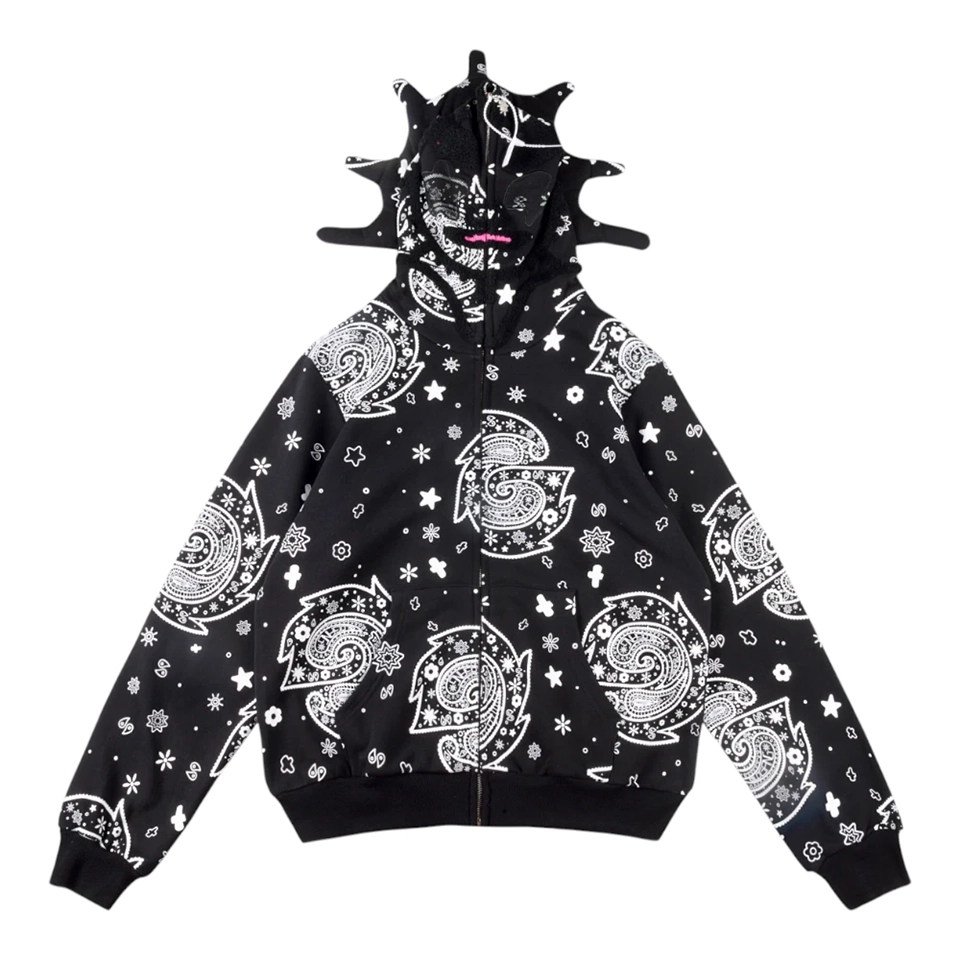 Glo Gang Black Bandana Full-Zip Spiked Hoodie