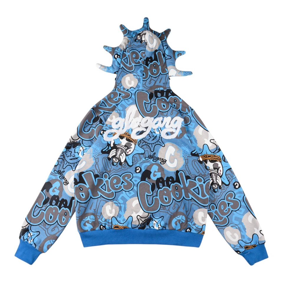 Glo Gang Blue Cookie Graphic Full-Zip Hoodie