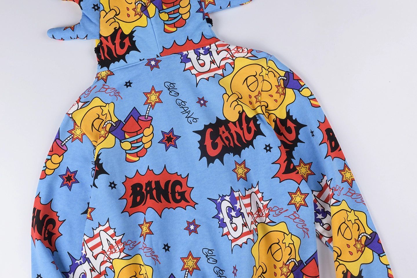 Glo Gang Comic Fireworks Blue Hoodie11