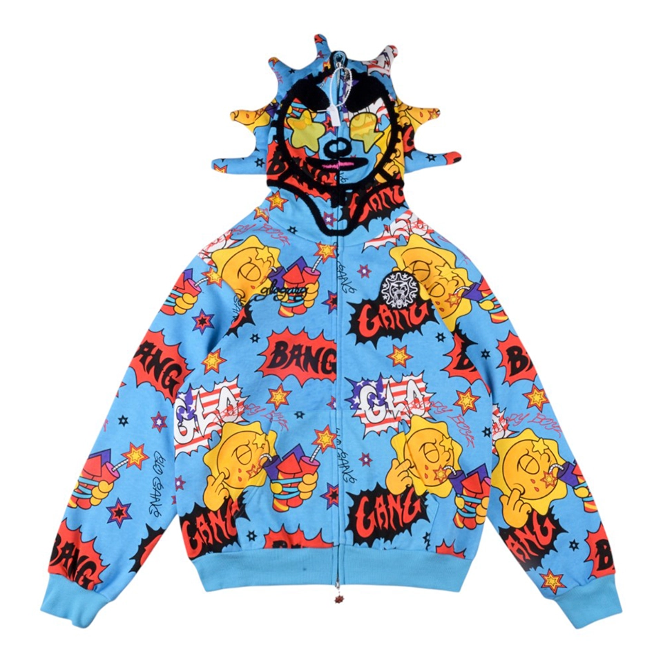 Glo Gang Comic Fireworks Blue Hoodie