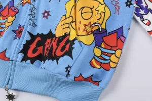 Glo Gang Comic Fireworks Blue Hoodie5