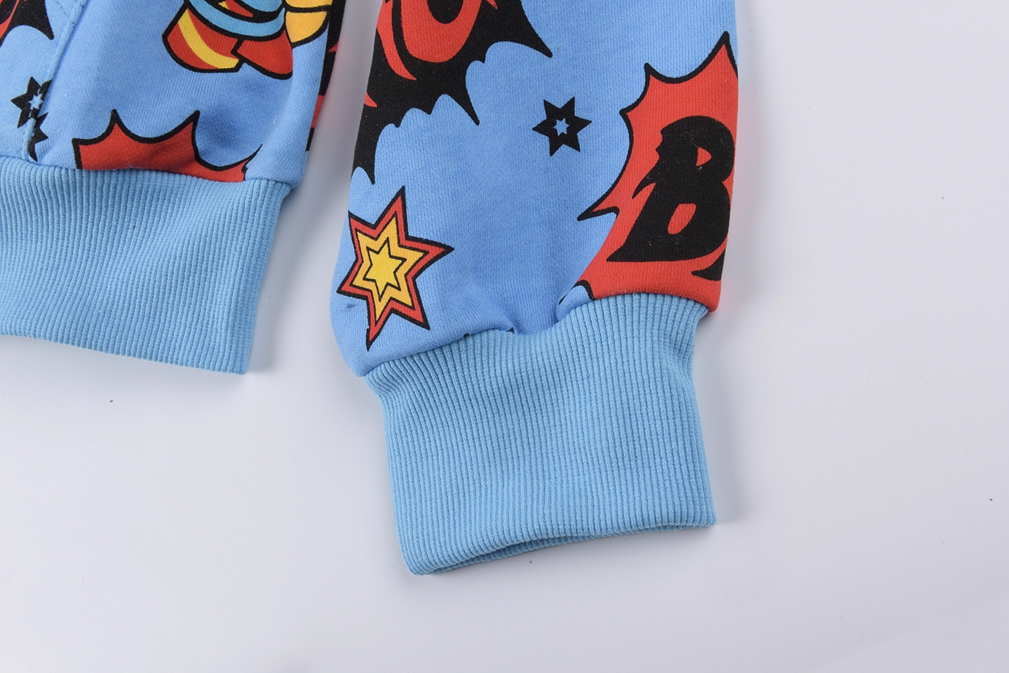 Glo Gang Comic Fireworks Blue Hoodie6