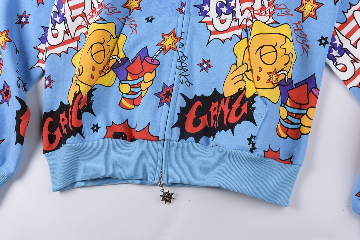 Glo Gang Comic Fireworks Blue Hoodie8