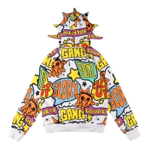 Glo Gang Full-Zip Graffiti Masked Hoodie