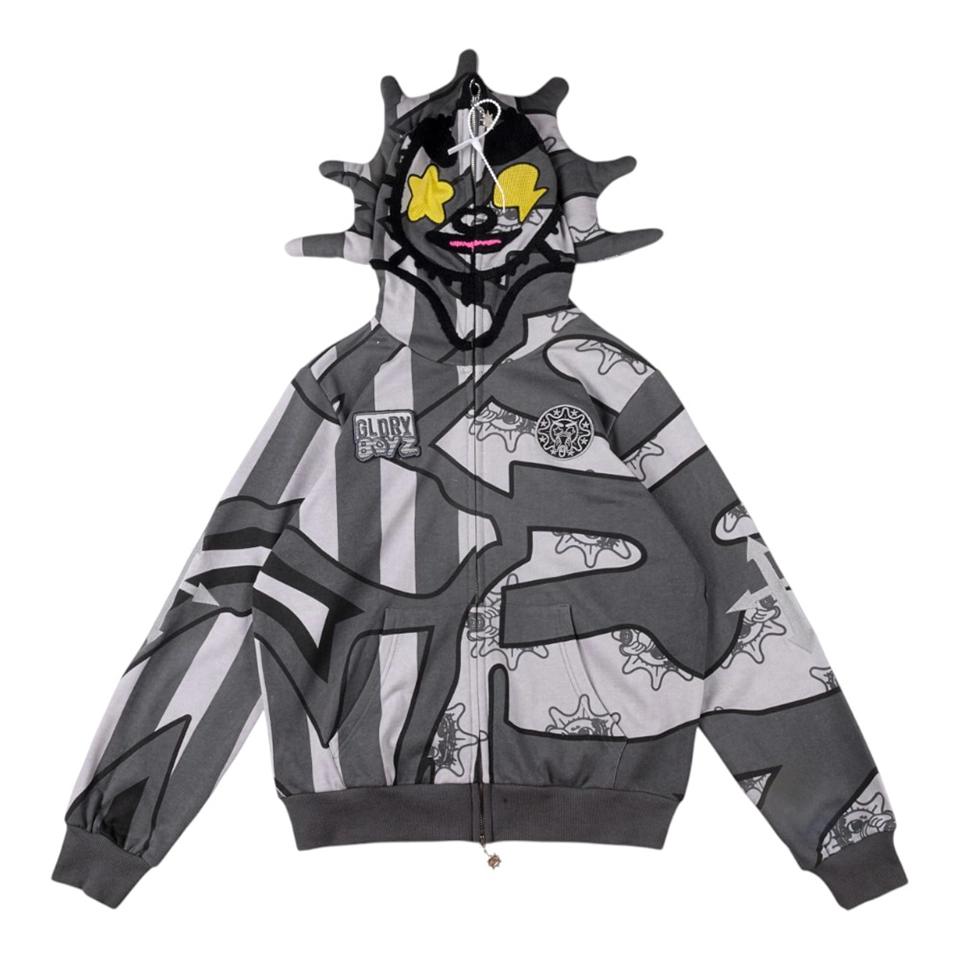 Glo Gang Glory Boyz Stripe Mask Full-Zip Hoodie