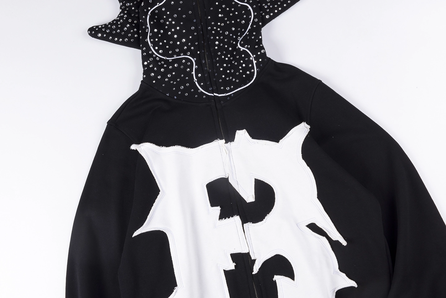 Glo Gang Rhinestone Split B Letter Black:White Hoodie5