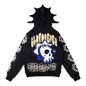 Glo Gang Skull Graphic Zip-Up Hoodie