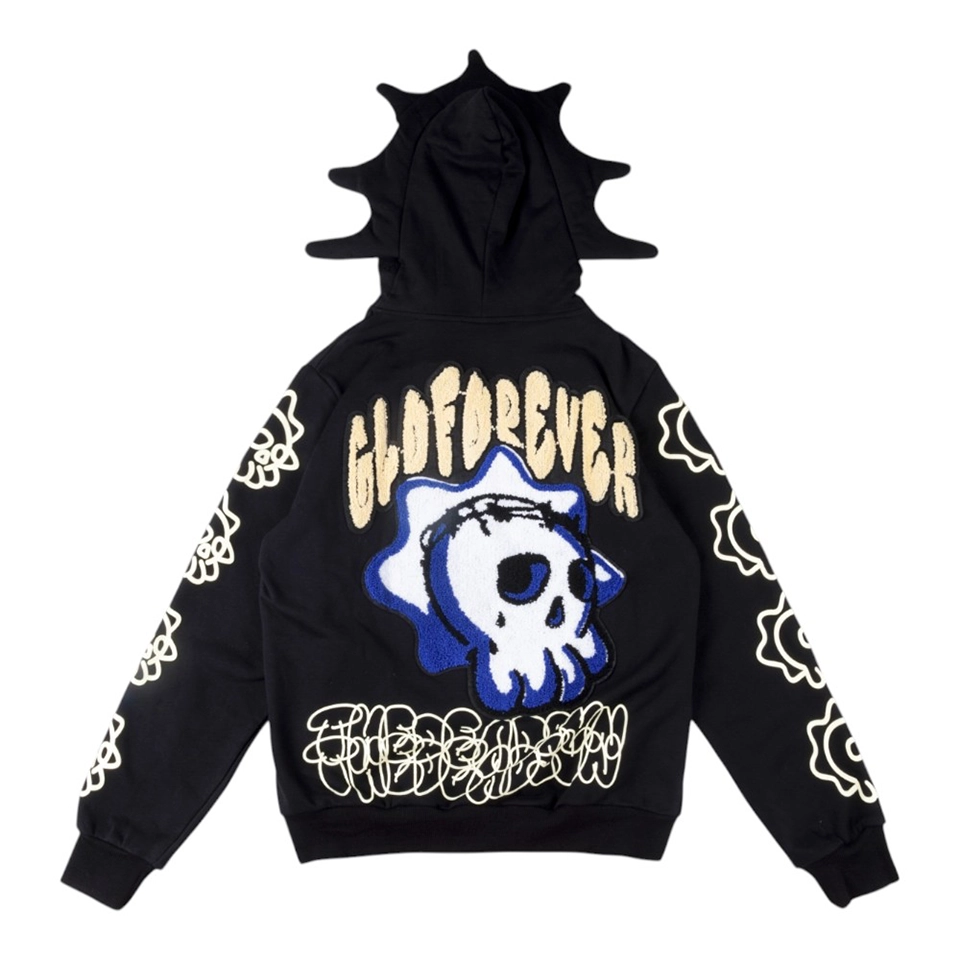 Glo Gang Skull Graphic Zip-Up Hoodie