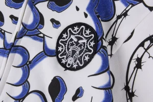 Glo Gang Spiked Full-Zip Skull Print Hoodie5