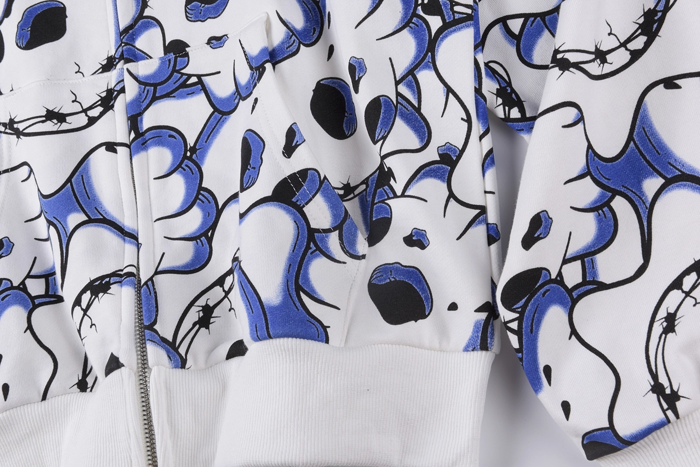 Glo Gang Spiked Full-Zip Skull Print Hoodie6