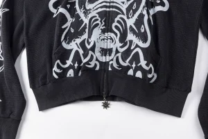 Glo Gang Spiked Hood Black Graphic Hoodie1