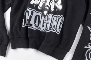 Glo Gang Spiked Hood Black Graphic Hoodie11