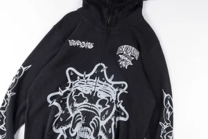 Glo Gang Spiked Hood Black Graphic Hoodie12