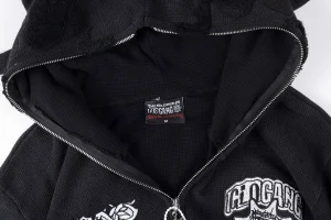 Glo Gang Spiked Hood Black Graphic Hoodie4