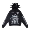 Glo Gang Spiked Hood Black Graphic Hoodie