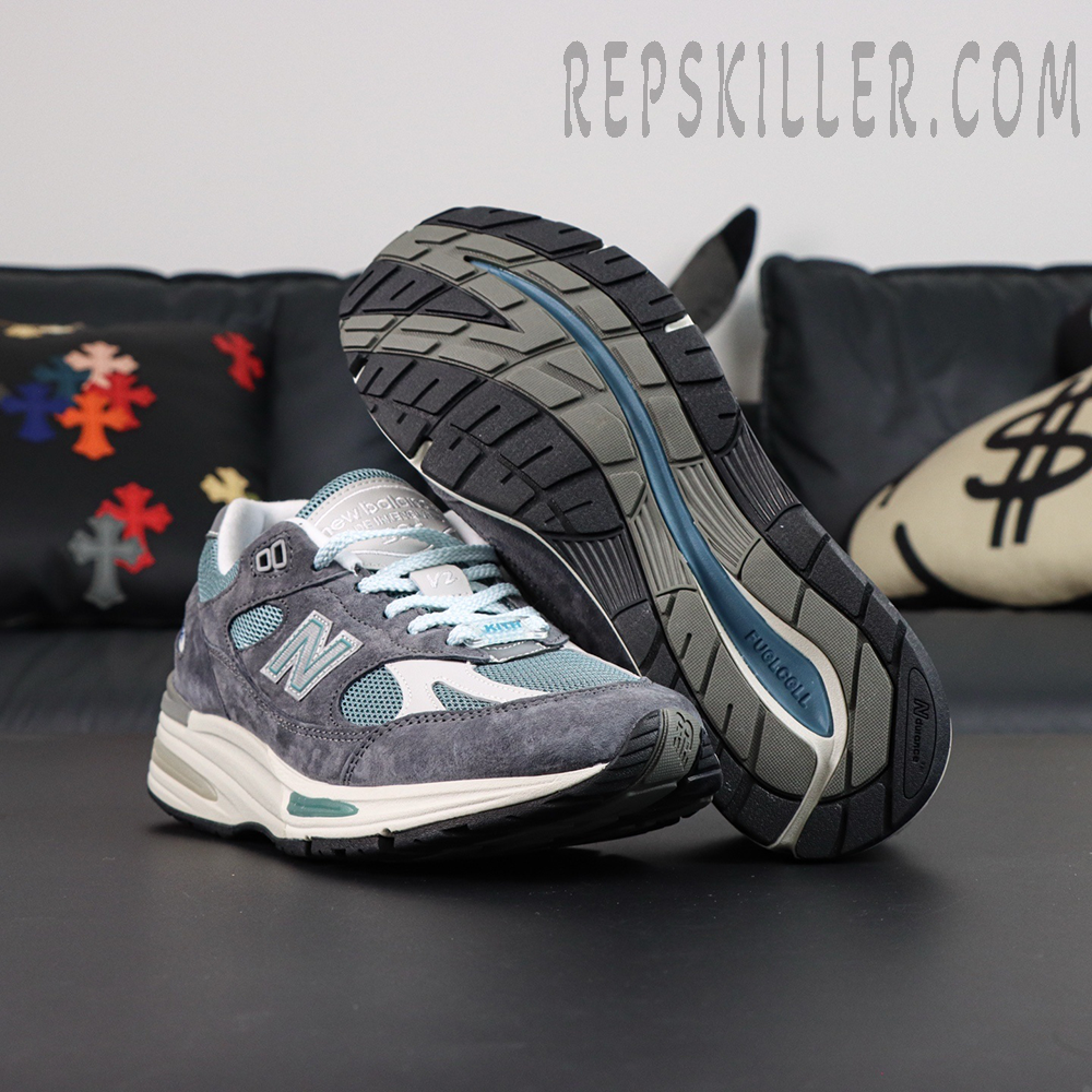 Kith x New Balance 991v2 ‘Osaka Pack’ outsole view highlighting full-length rubber traction and ABZORB cushioning