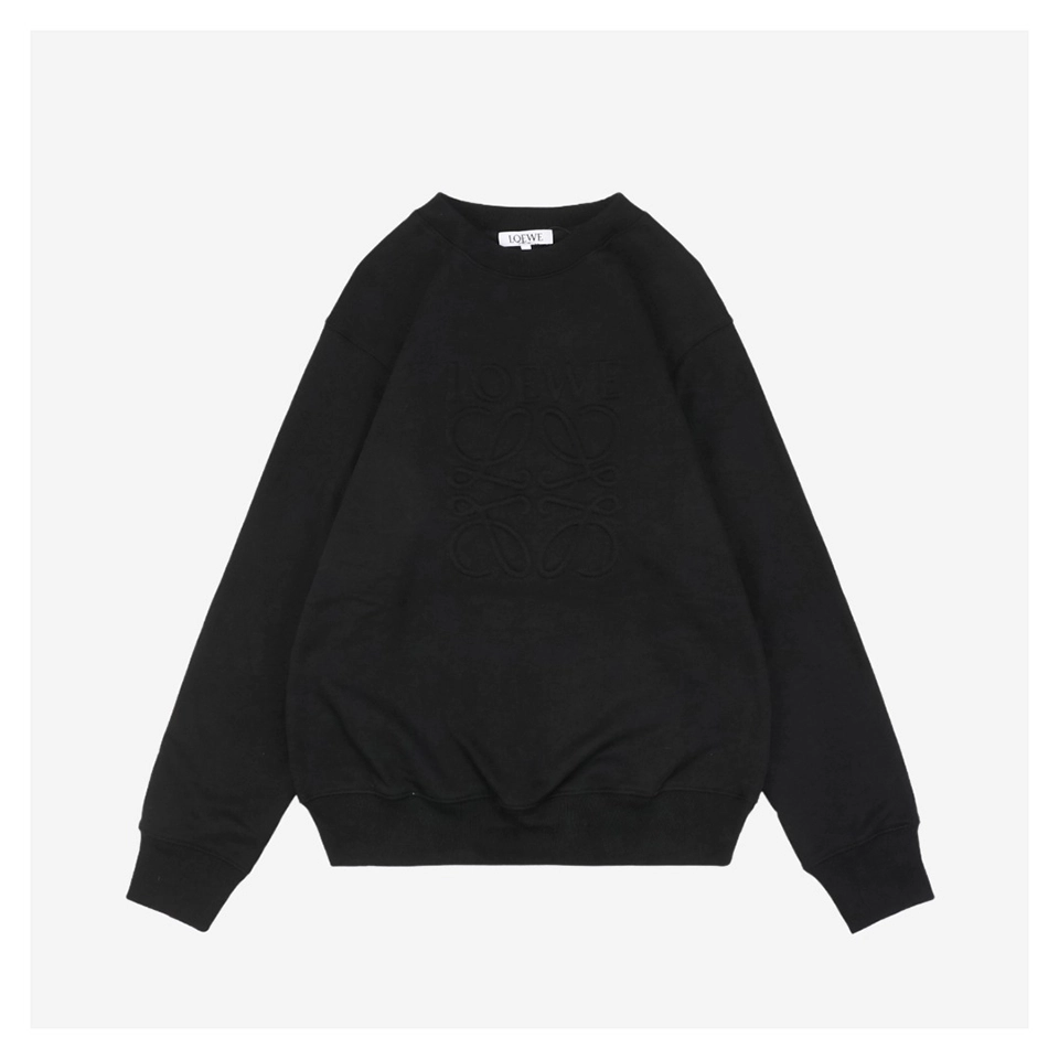 L Black Tonal Anagram Embroidered Sweatshirt