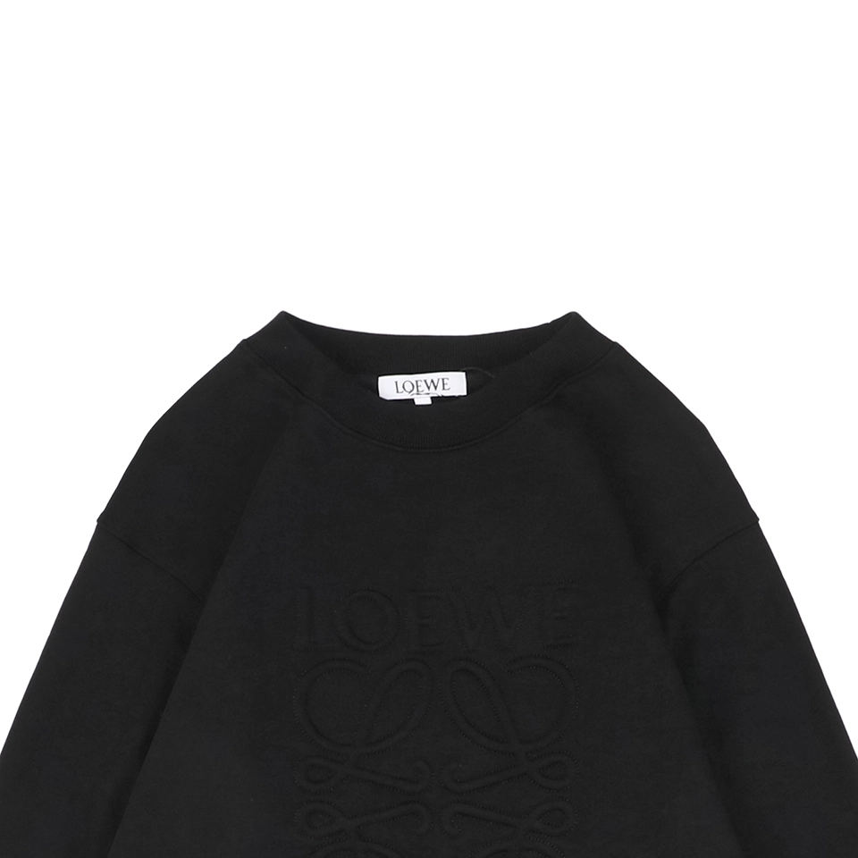 L Black Tonal Anagram Embroidered Sweatshirt